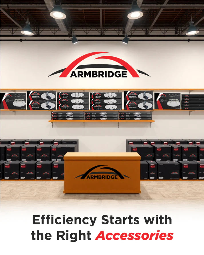 Armbridge store interior with shelves and boxes, featuring the Armbridge logo.