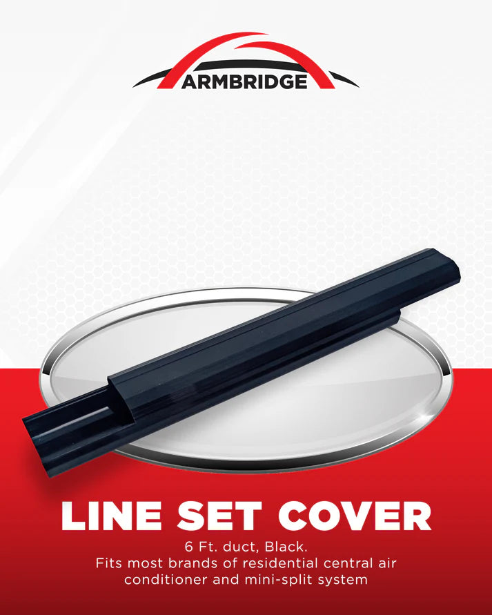 Armbridge line set cover for air conditioning with a red and white background