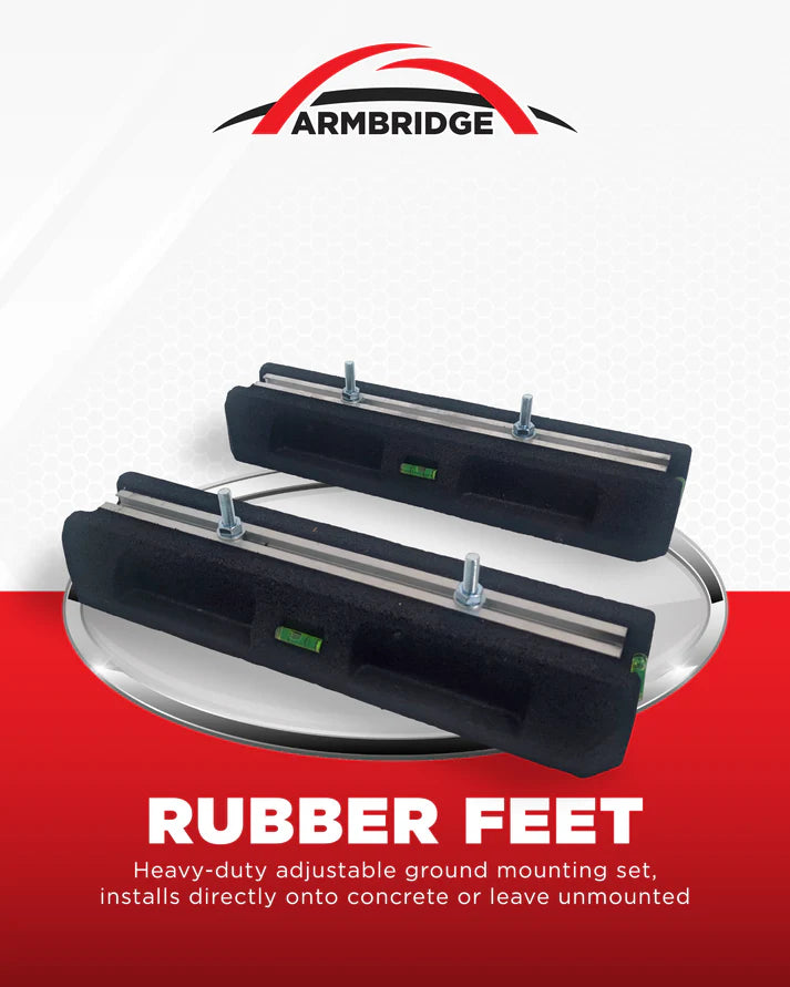 Heavy-duty adjustable ground mounting set with ARMBRIDGE logo on a white and red background