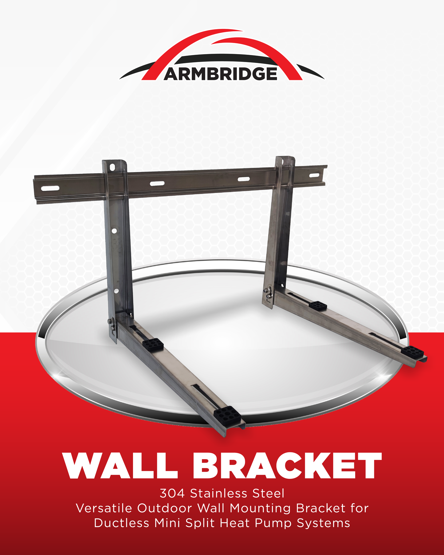 Condenser wall mount bracket on a white background