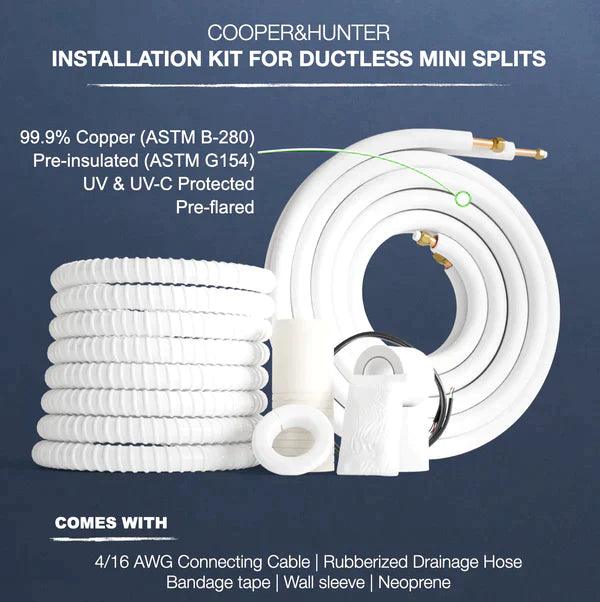 Cooper&Hunter installation kit for ductless mini splits on a dark blue background