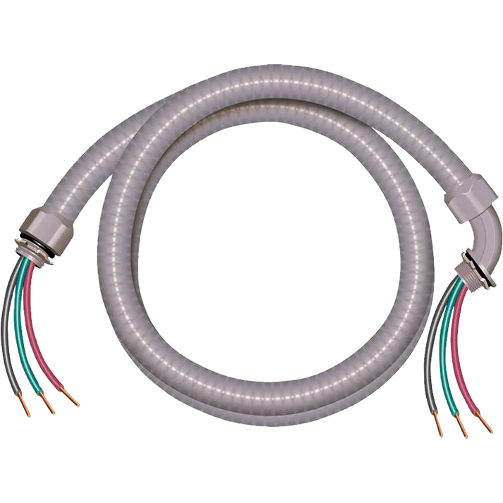 Coiled cable with colored wires on a white background