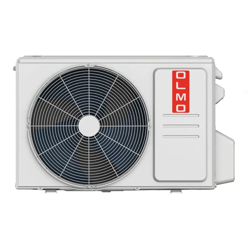 Air conditioning unit with 'OLMO' branding on a white background
