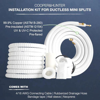 Cooper&Hunter installation kit for ductless mini splits on a dark blue background