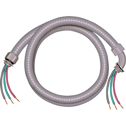 Coiled cable with colored wires on a white background