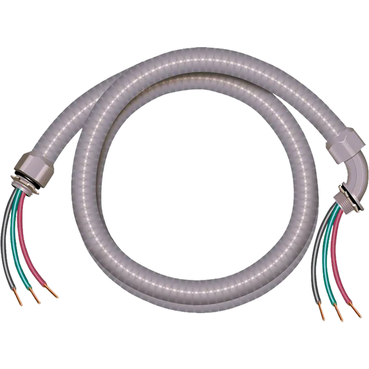 Coiled cable with colored wires on a white background