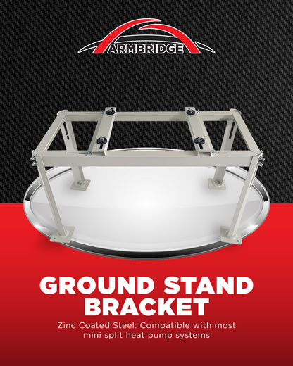 Ground stand bracket with Armbridge logo on a black and red background