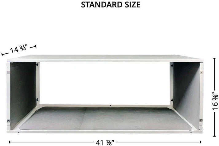 White sleeve with dimensions labeled on a white background